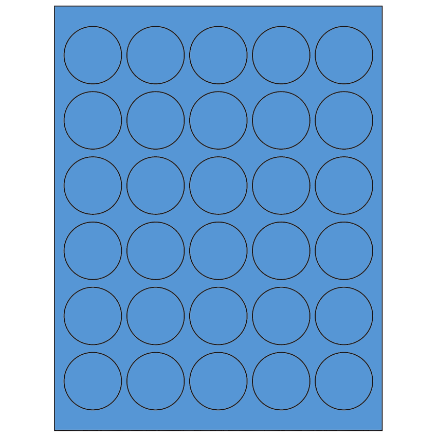 1.5" Fluorescent Blue Circular Sheet Labels