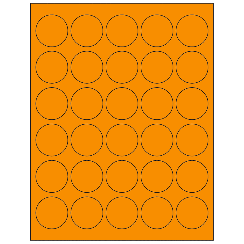 1.5" Fluorescent Orange Circular Sheet Labels