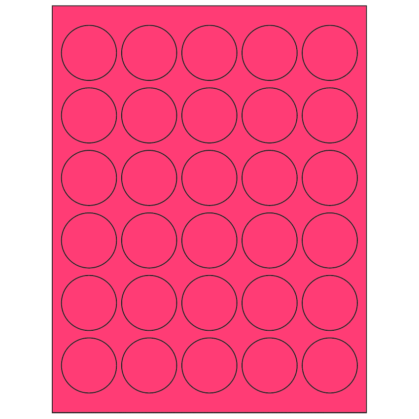1.5" Fluorescent Pink Circular Sheet Labels