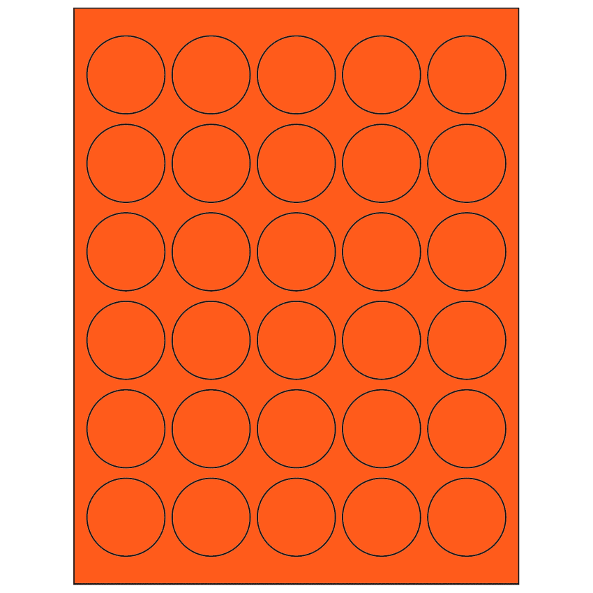 1.5" Fluorescent Red Circular Sheet Labels