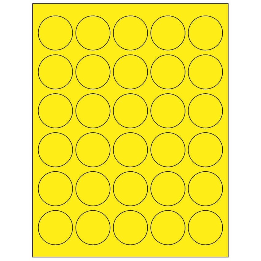 1.5" Fluorescent Yellow Circular Sheet Labels