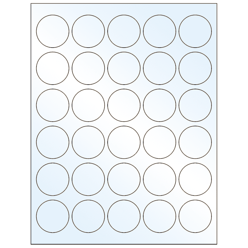 1.5" White Mid Gloss Circular Sheet Labels