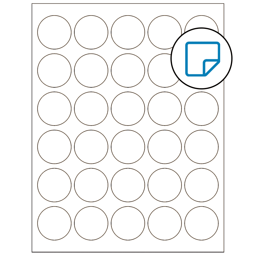 1.5" White Circular Sheet Labels - Removable Adhesive