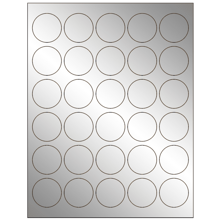 1.5" Silver Foil Circular Sheet Labels