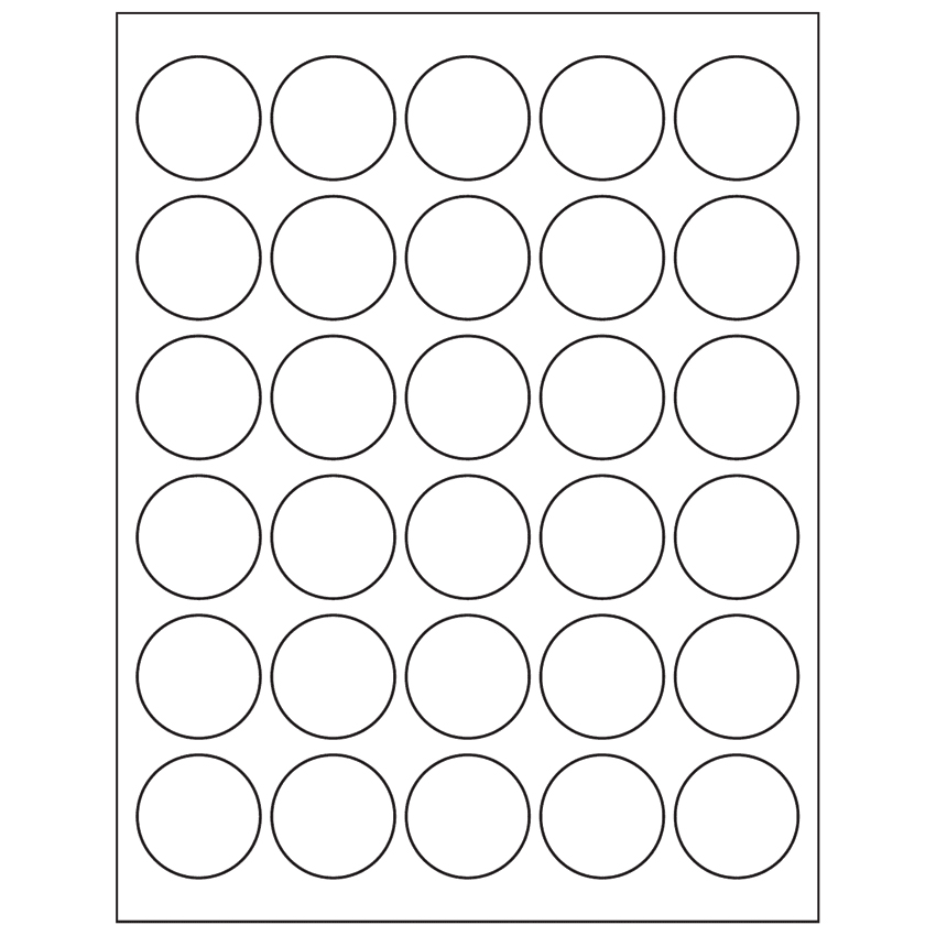 1.5" White Circular Sheet Labels
