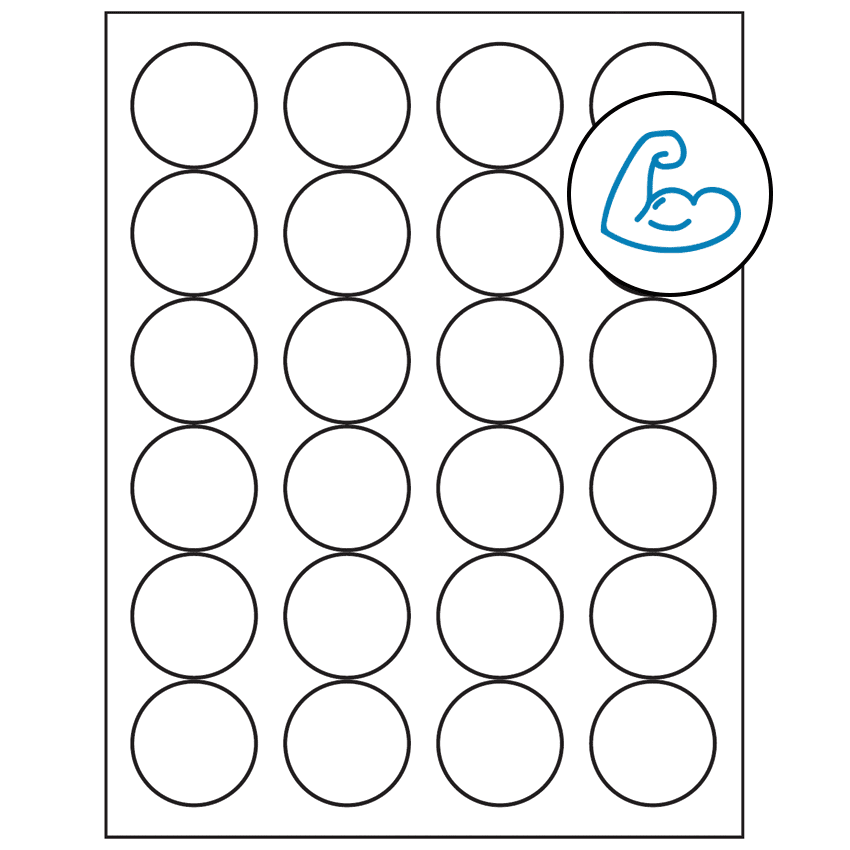 1.666" White Circular Sheet Labels - Ultra Aggressive Adhesive