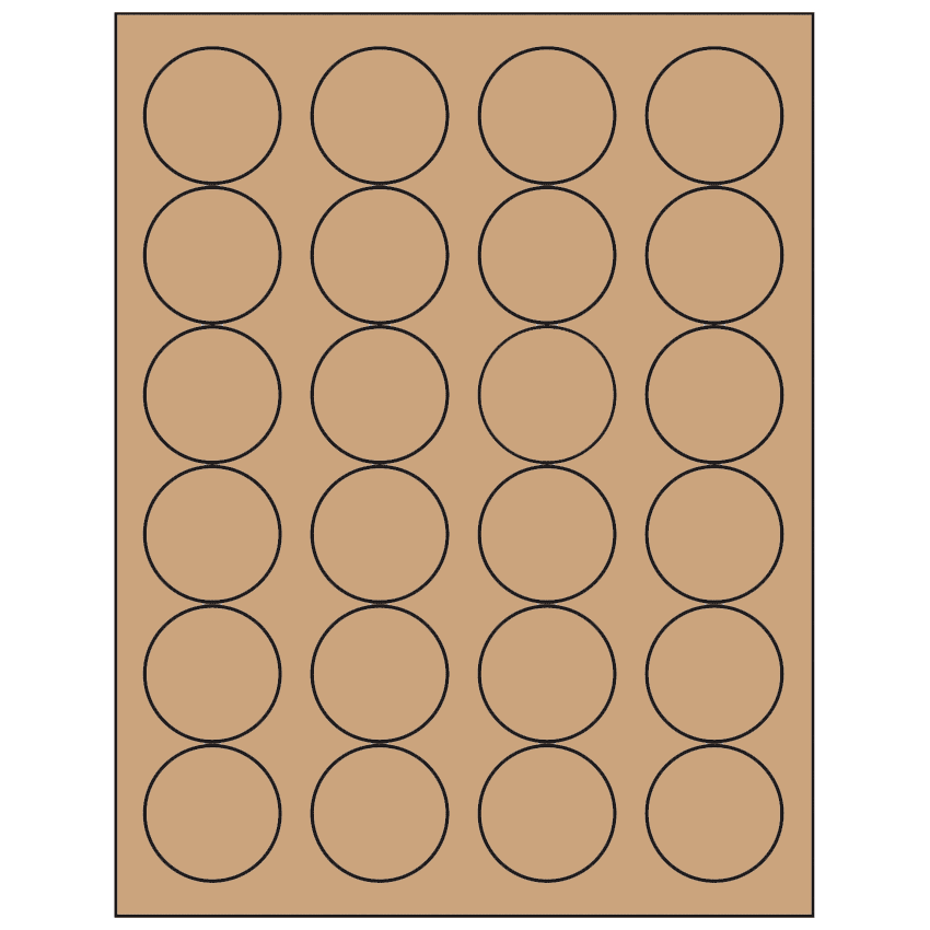 1.666" Brown Kraft Circular Sheet Labels