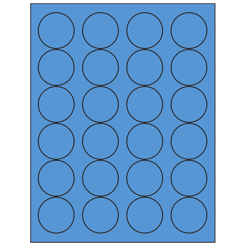 1.666" Fluorescent Blue Circular Sheet Labels