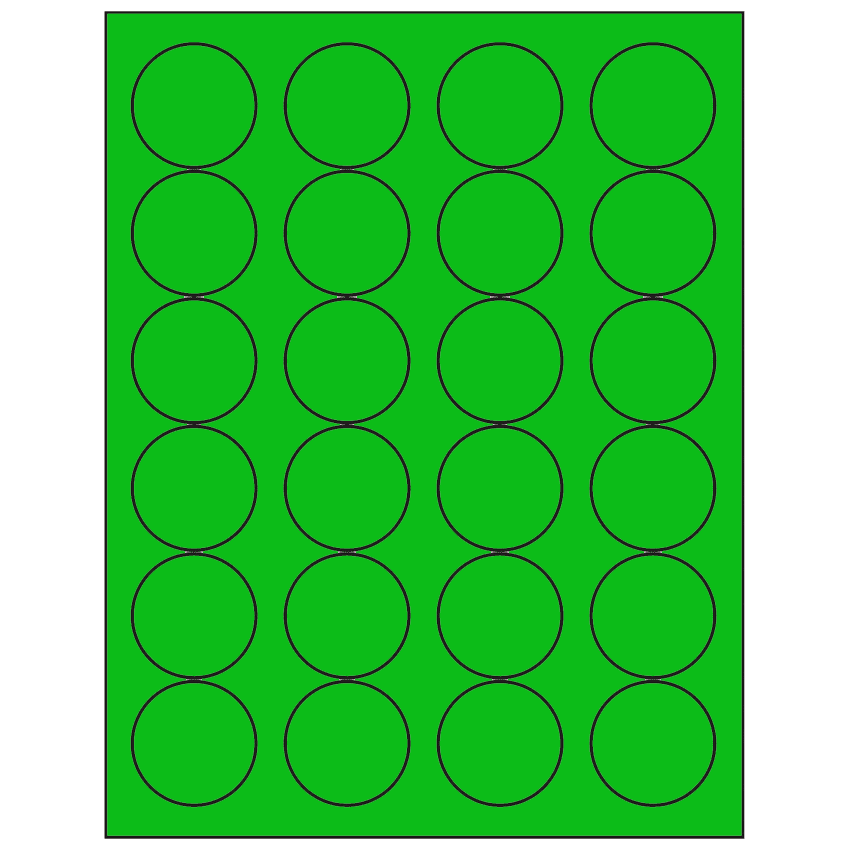 1.666" Fluorescent Green Circular Sheet Labels