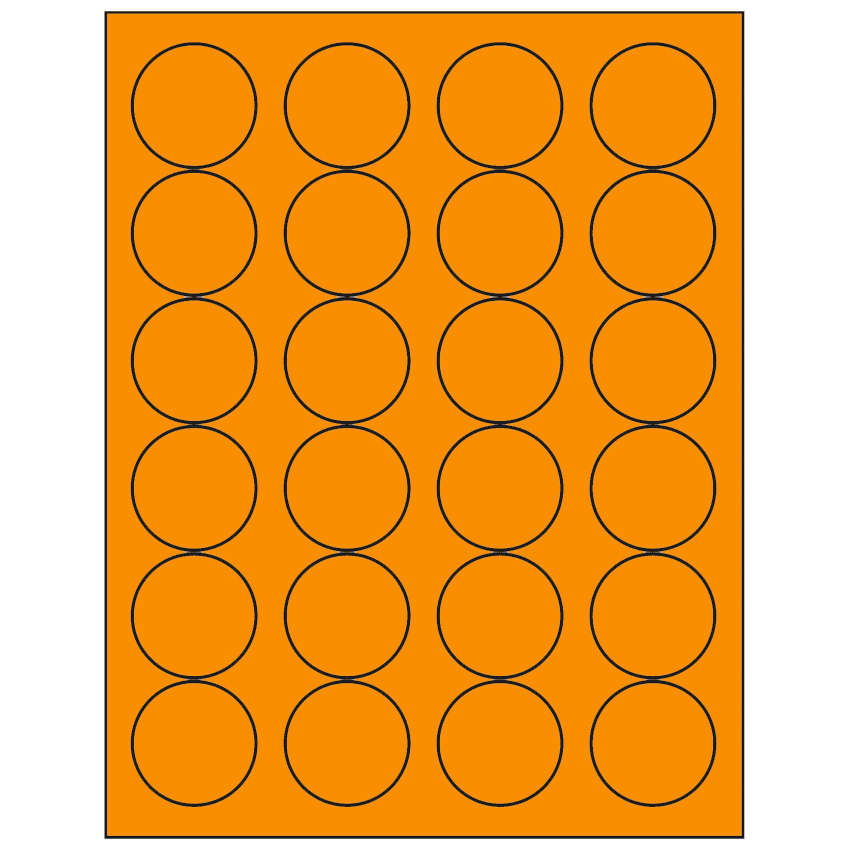 1.666" Fluorescent Orange Circular Sheet Labels