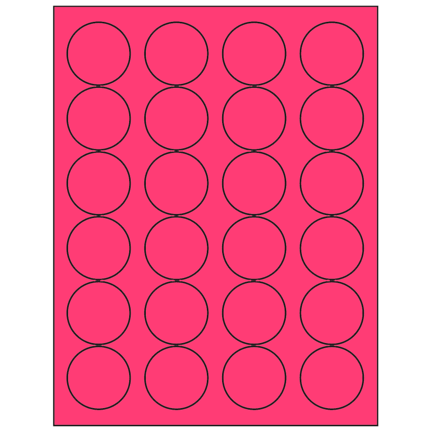 1.666" Fluorescent Pink Circular Sheet Labels