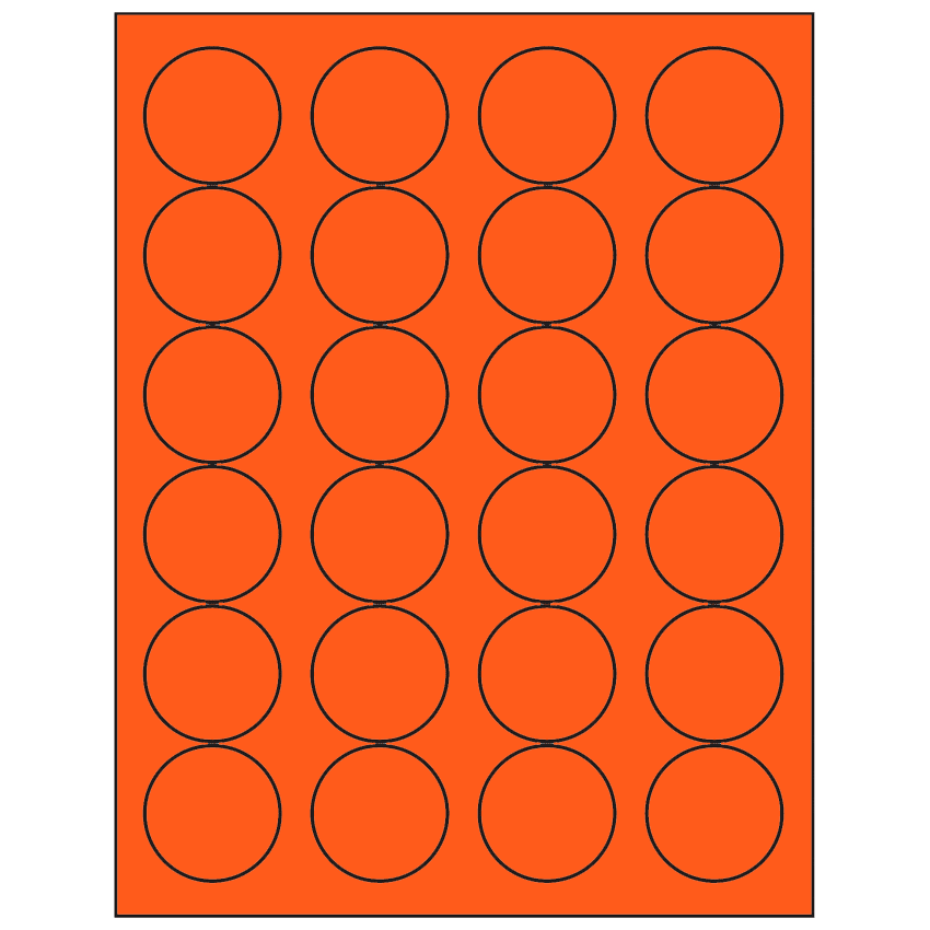 1.666" Fluorescent Red Circular Sheet Labels