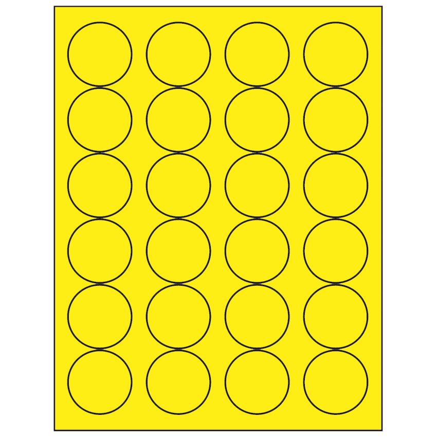 1.666" Fluorescent Yellow Circular Sheet Labels