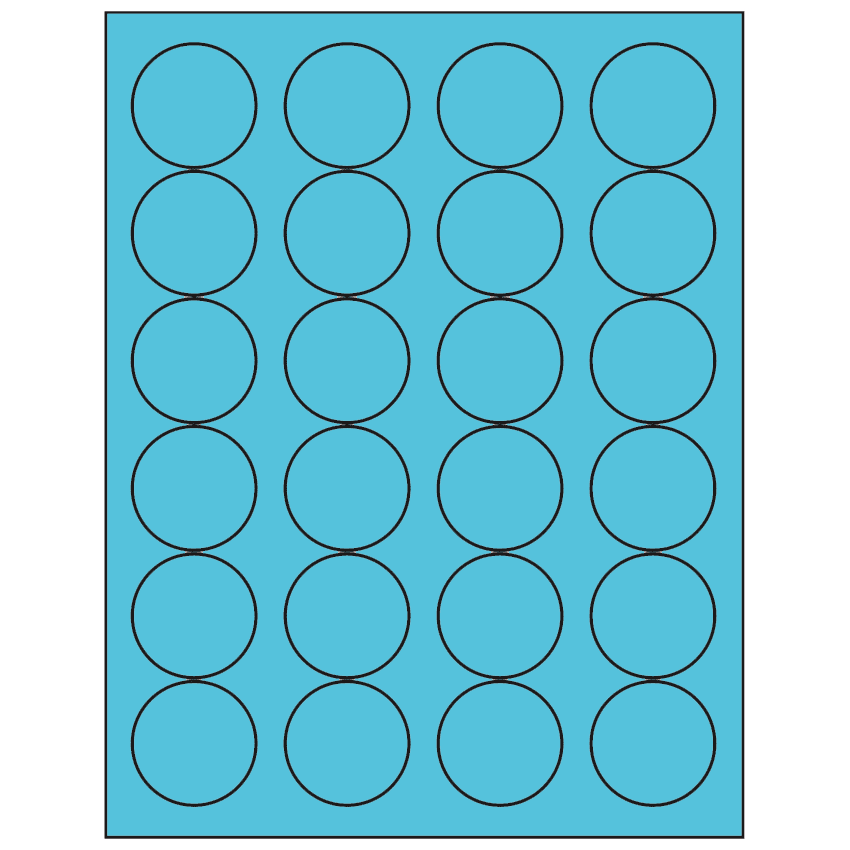 1.666" Turquoise Circular Sheet Labels