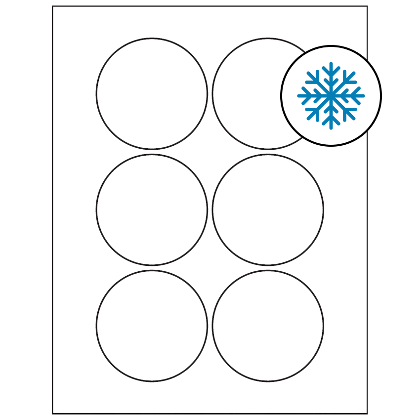 3" White Circular Sheet Labels - Freezer Grade Adhesive