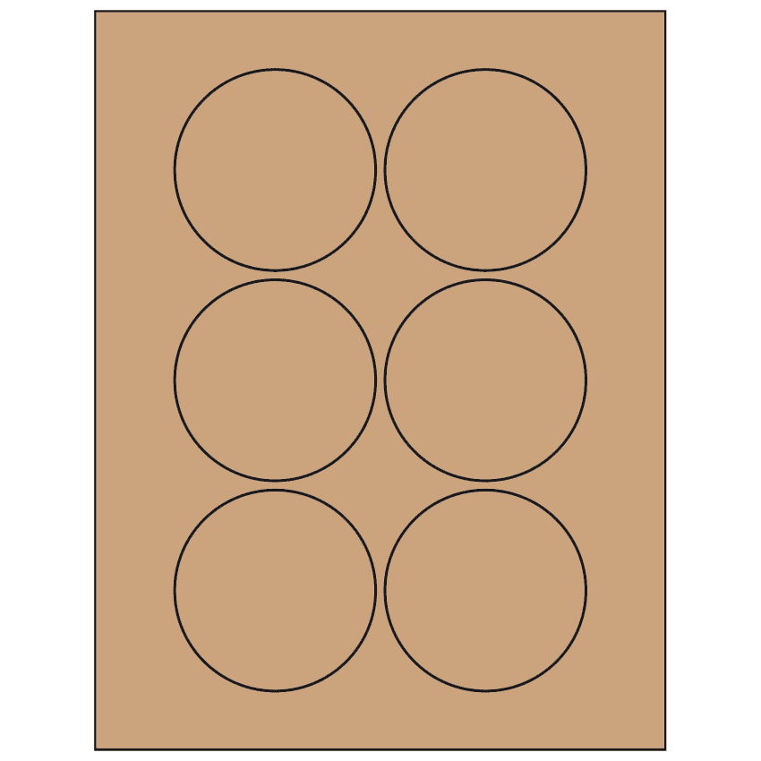 3" Brown Kraft Circular Sheet Labels