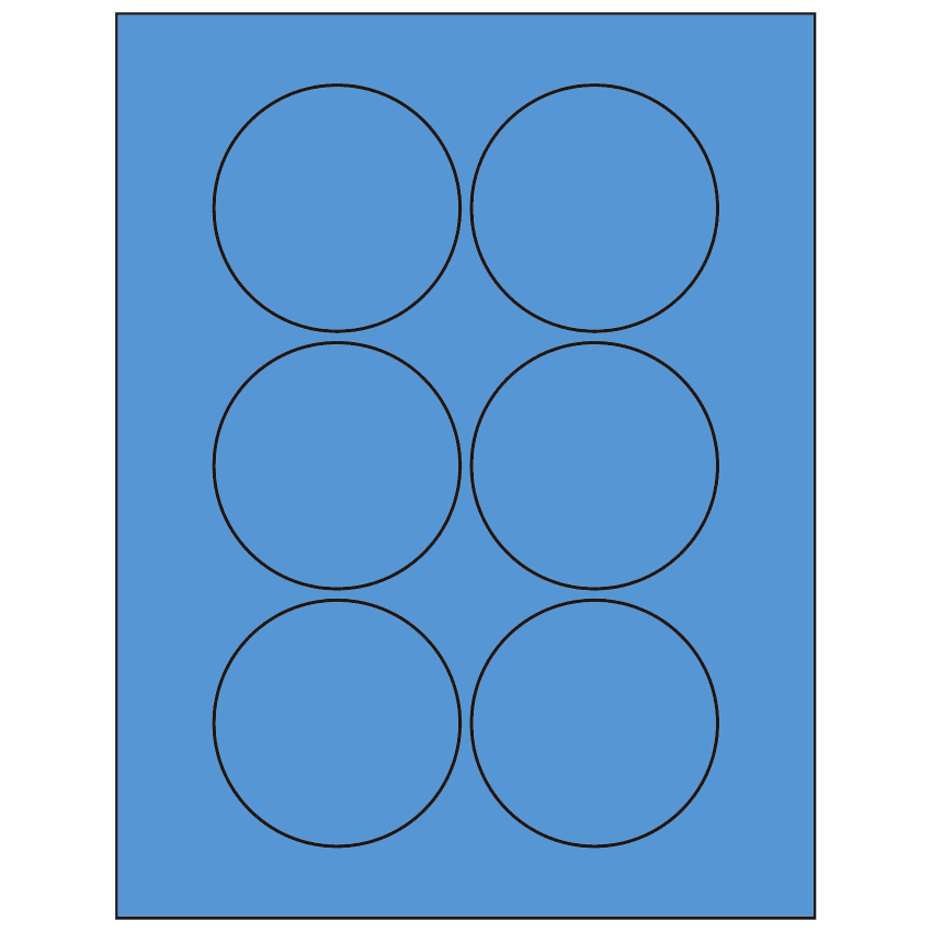 3" Fluorescent Blue Circular Sheet Labels