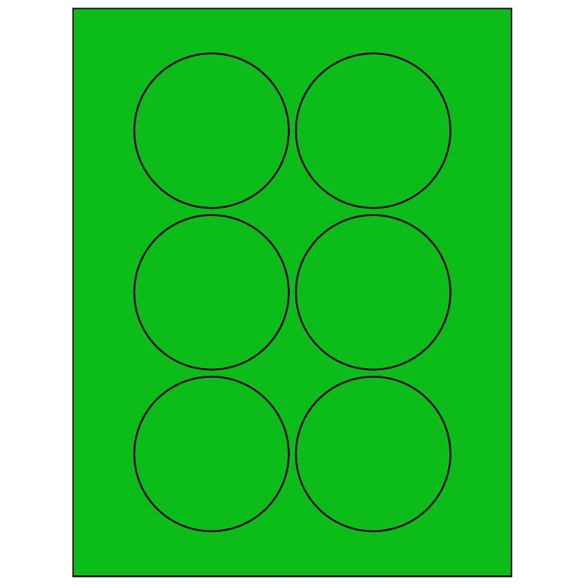 3" Fluorescent Green Circular Sheet Labels