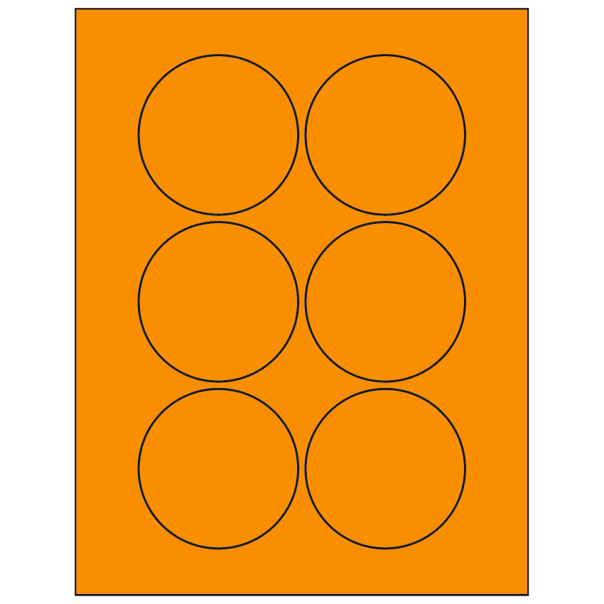 3" Fluorescent Orange Circular Sheet Labels