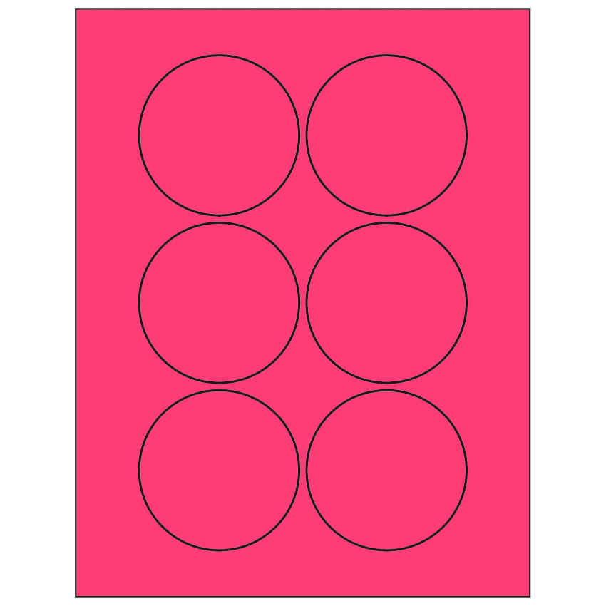 3" Fluorescent Pink Circular Sheet Labels