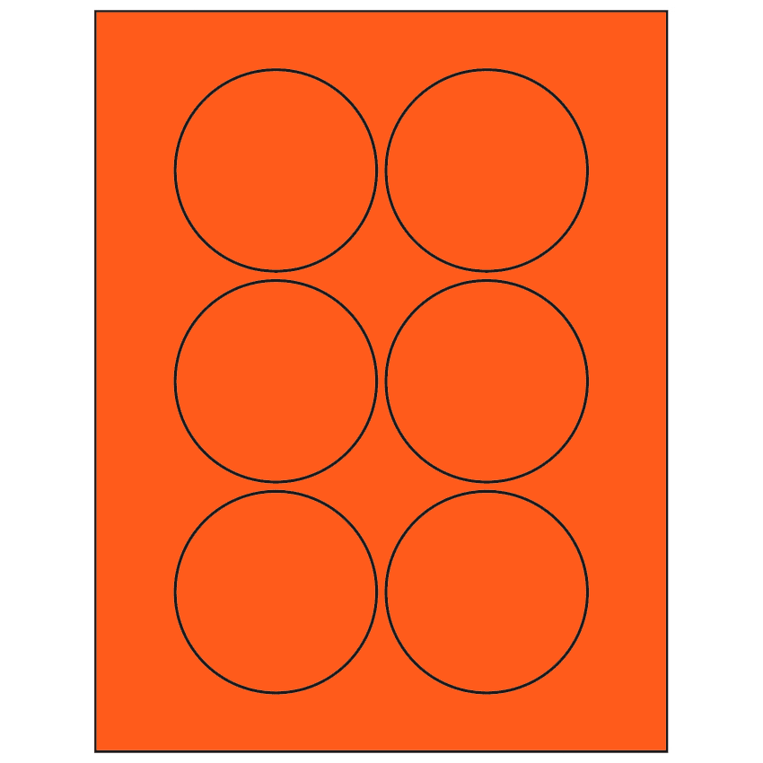 3" Fluorescent Red Circular Sheet Labels