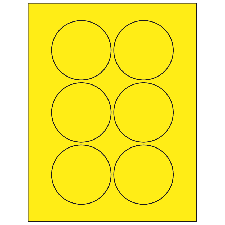 3" Fluorescent Yellow Circular Sheet Labels