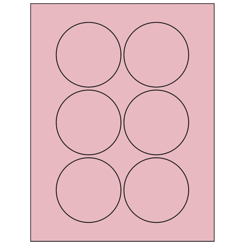 3" Pastel Pink Circular Sheet Labels