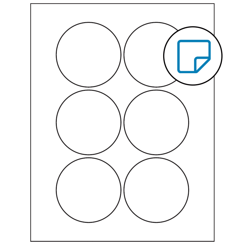 3" White Circular Sheet Labels - Removable Adhesive
