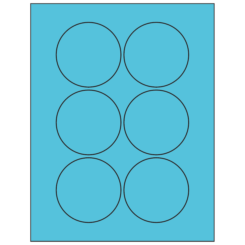 3" Turquoise Circular Sheet Labels