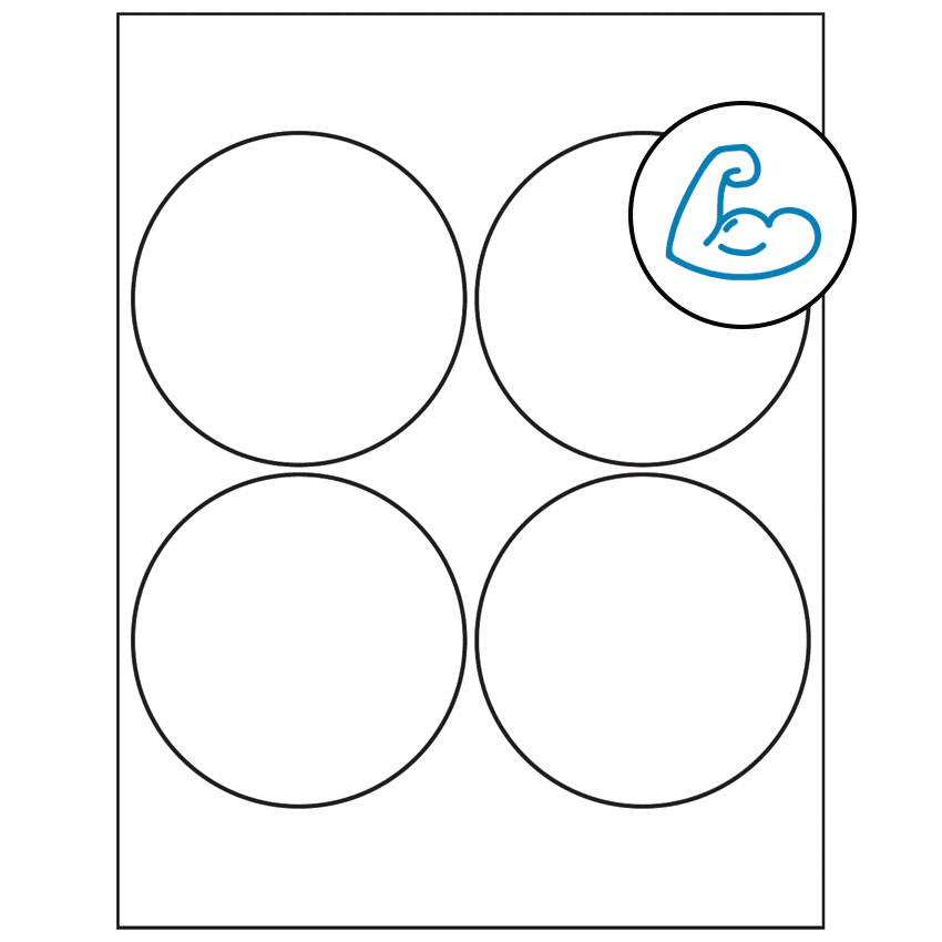 4" White Circular Sheet Labels - Ultra Aggressive Adhesive