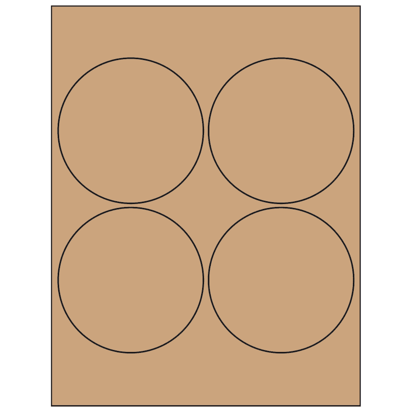 4" Brown Kraft Circular Sheet Labels