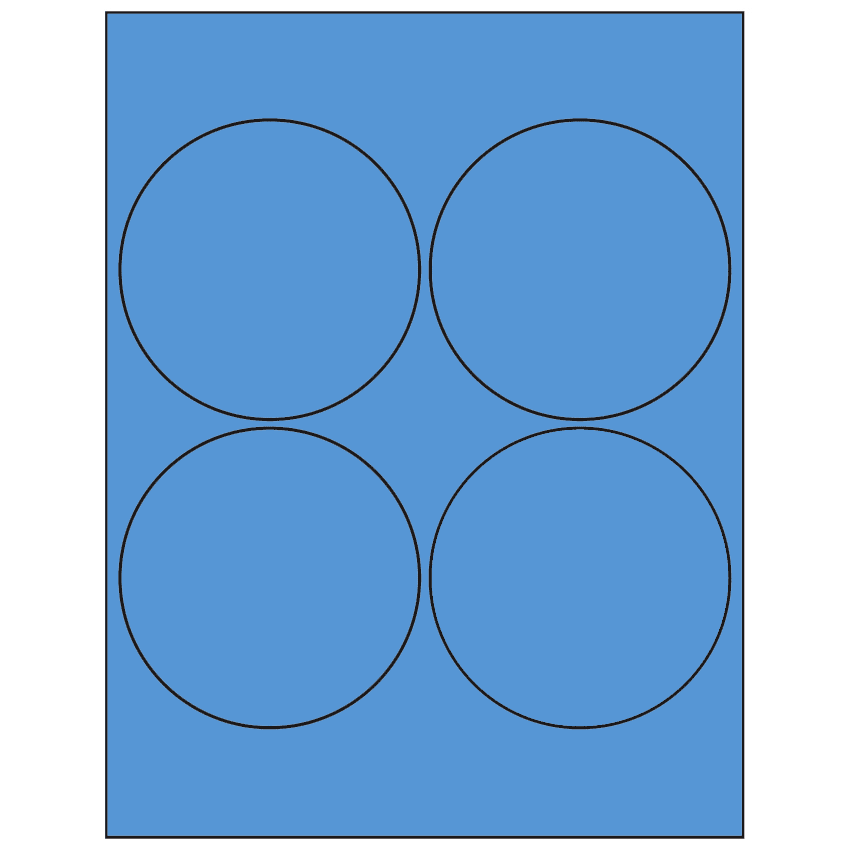 4" Fluorescent Blue Circular Sheet Labels