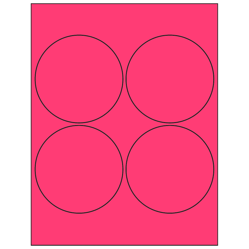 4" Fluorescent Pink Circular Sheet Labels