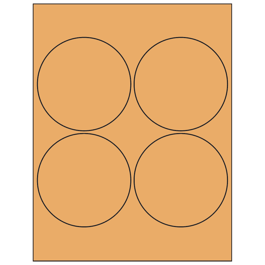 4" Pastel Orange Circular Sheet Labels