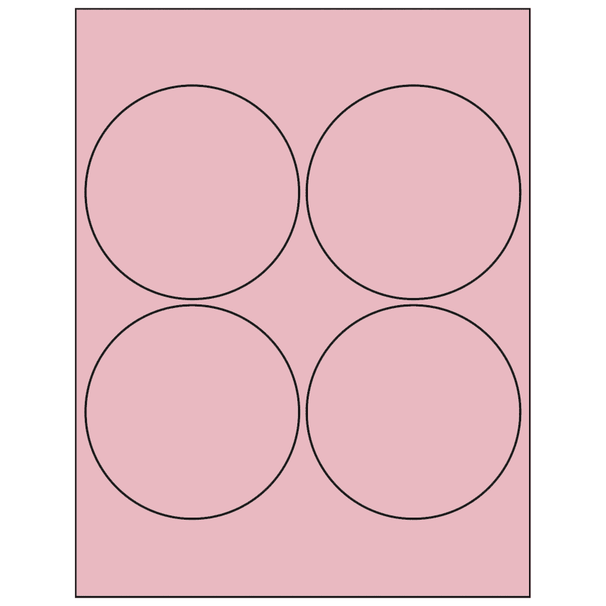 4" Pastel Pink Circular Sheet Labels