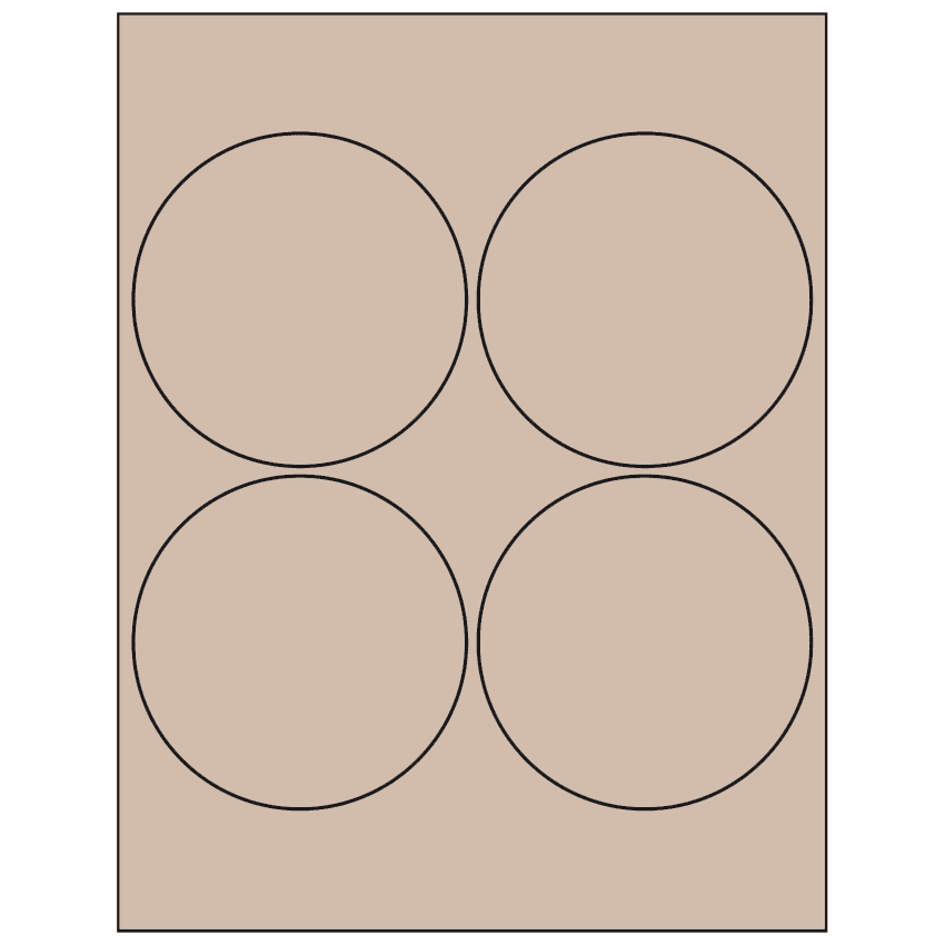 4" Pastel Tan Circular Sheet Labels