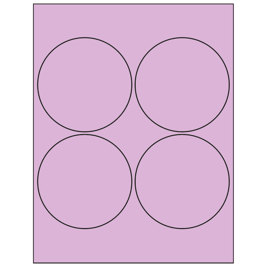 4" Pastel Purple Circular Sheet Labels