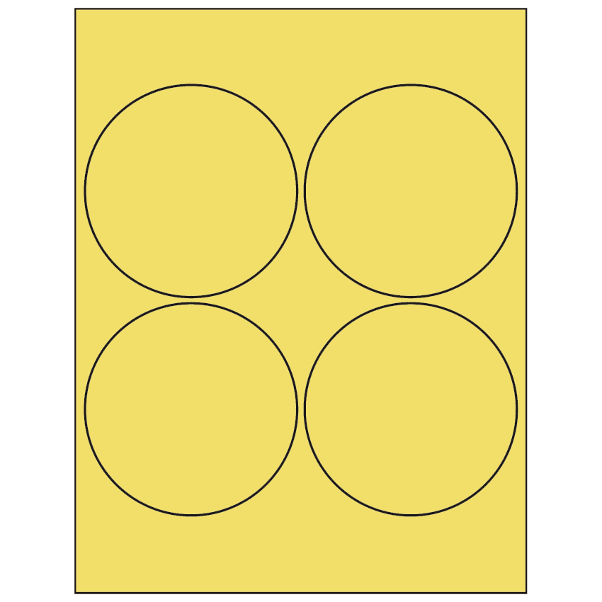4" Pastel Yellow Circular Sheet Labels