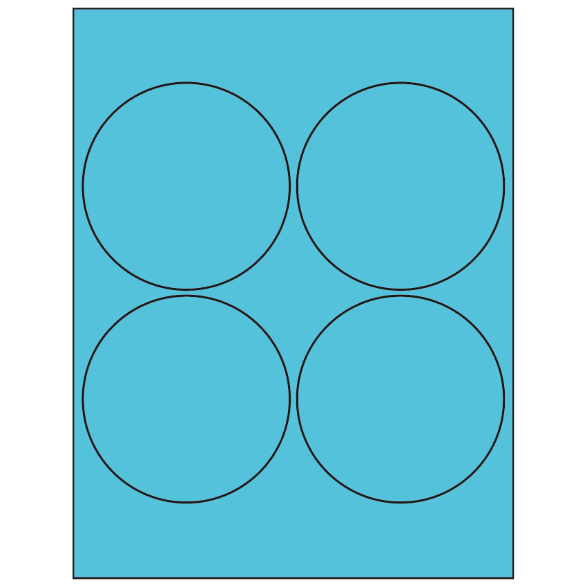 4" Turquoise Circular Sheet Labels