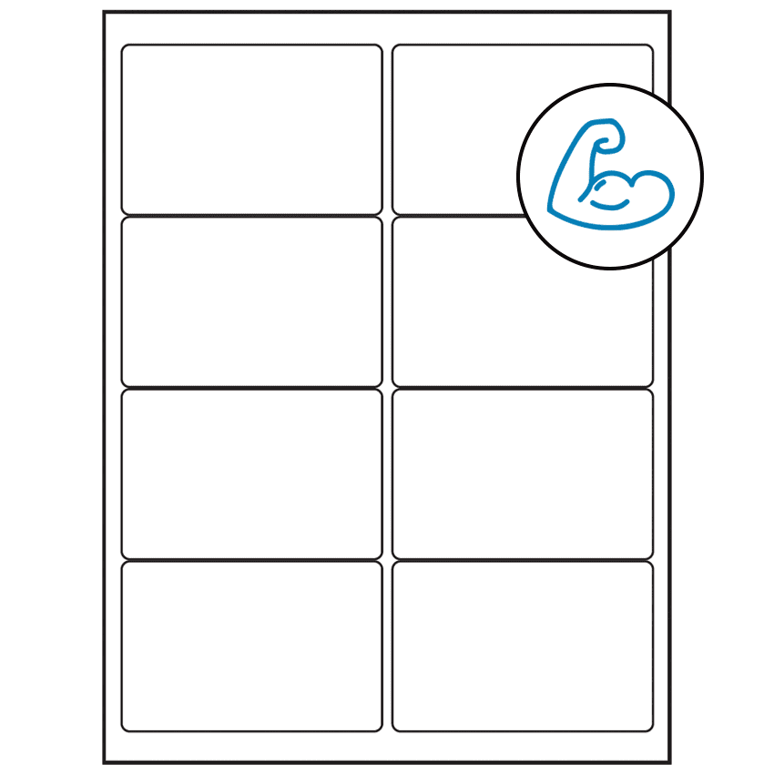 4" x 2.5" White Rectangular Sheet Labels - Ultra Aggressive Adhesive