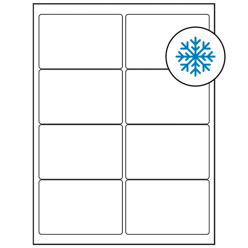 4" x 2.5" White Rectangular Sheet Labels - Freezer Grade Adhesive