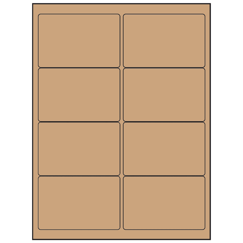 4" x 2.5" Brown Kraft Rectangular Sheet Labels