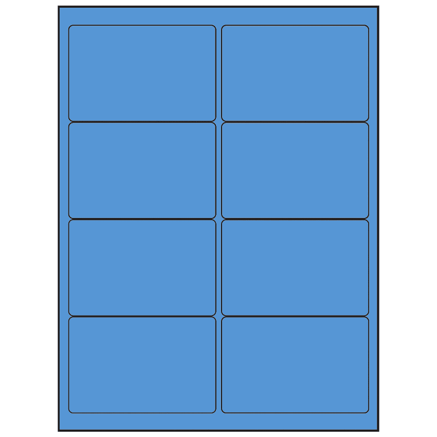 4" x 2.5" Fluorescent Blue Rectangular Sheet Labels