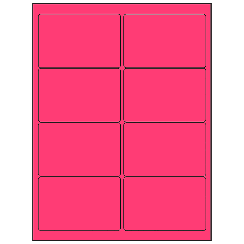 4" x 2.5" Fluorescent Pink Rectangular Sheet Labels