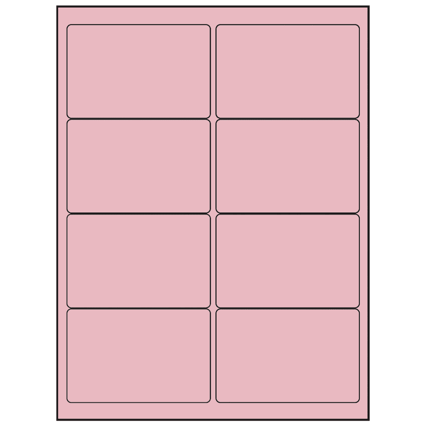 4" x 2.5" Pastel Pink Rectangular Sheet Labels