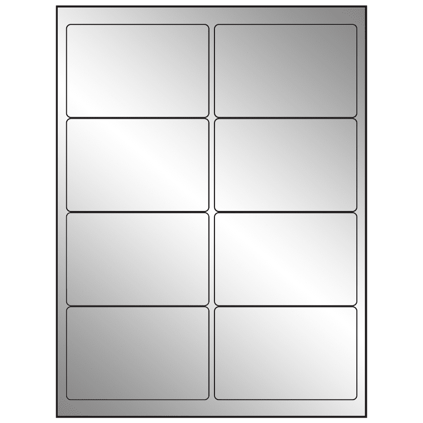 4" x 2.5" Silver Foil Rectangular Sheet Labels