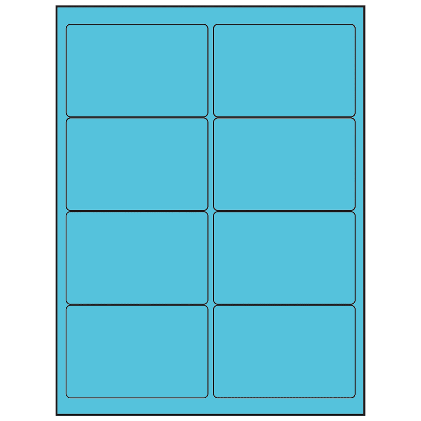 4" x 2.5" Turquoise Rectangular Sheet Labels
