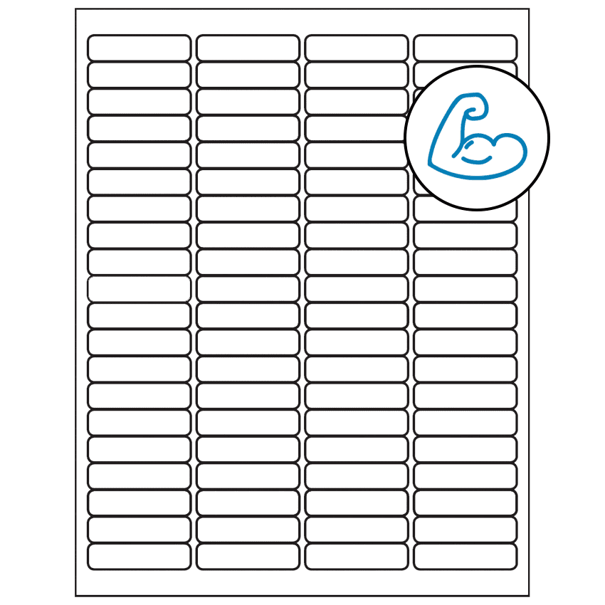 1.9375" x 0.5" White Rectangular Sheet Labels - Ultra Aggressive Adhesive