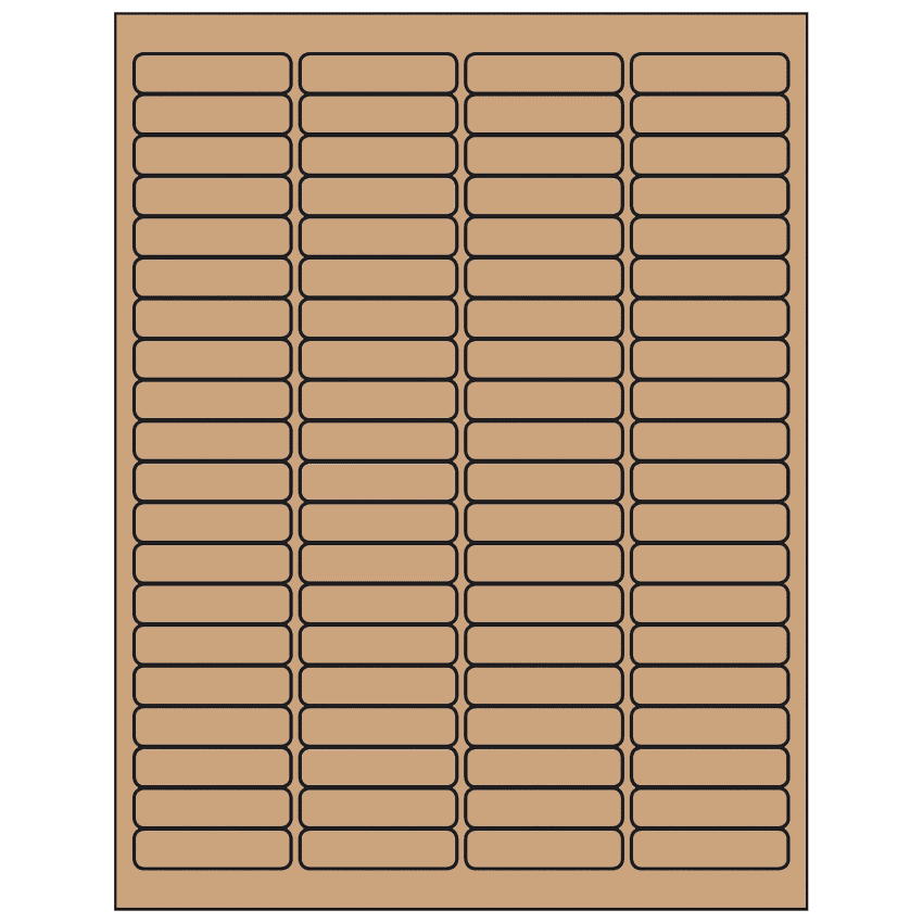1.9375" x 0.5" Brown Kraft Rectangular Sheet Labels
