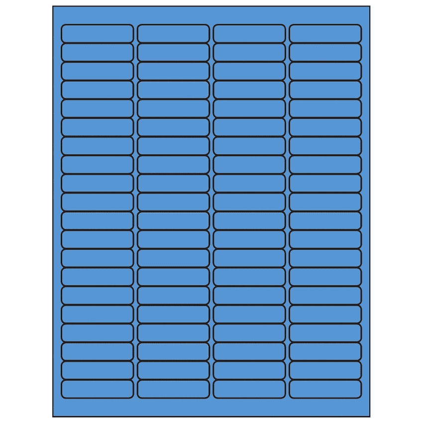 1.9375" x 0.5" Fluorescent Blue Rectangular Sheet Labels